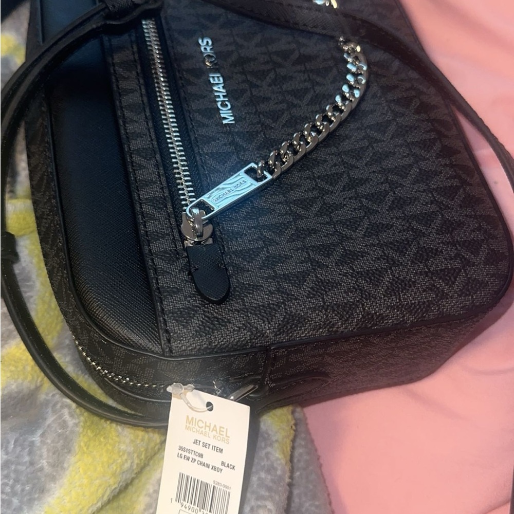 Michael Kors Black and Silver Crossbody Bag